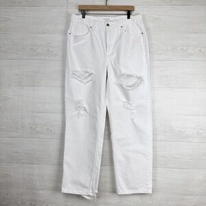 Good American Jeans 14/32 Waist 35 Good‎ 90s Loose Fit Ripped Straight Leg White